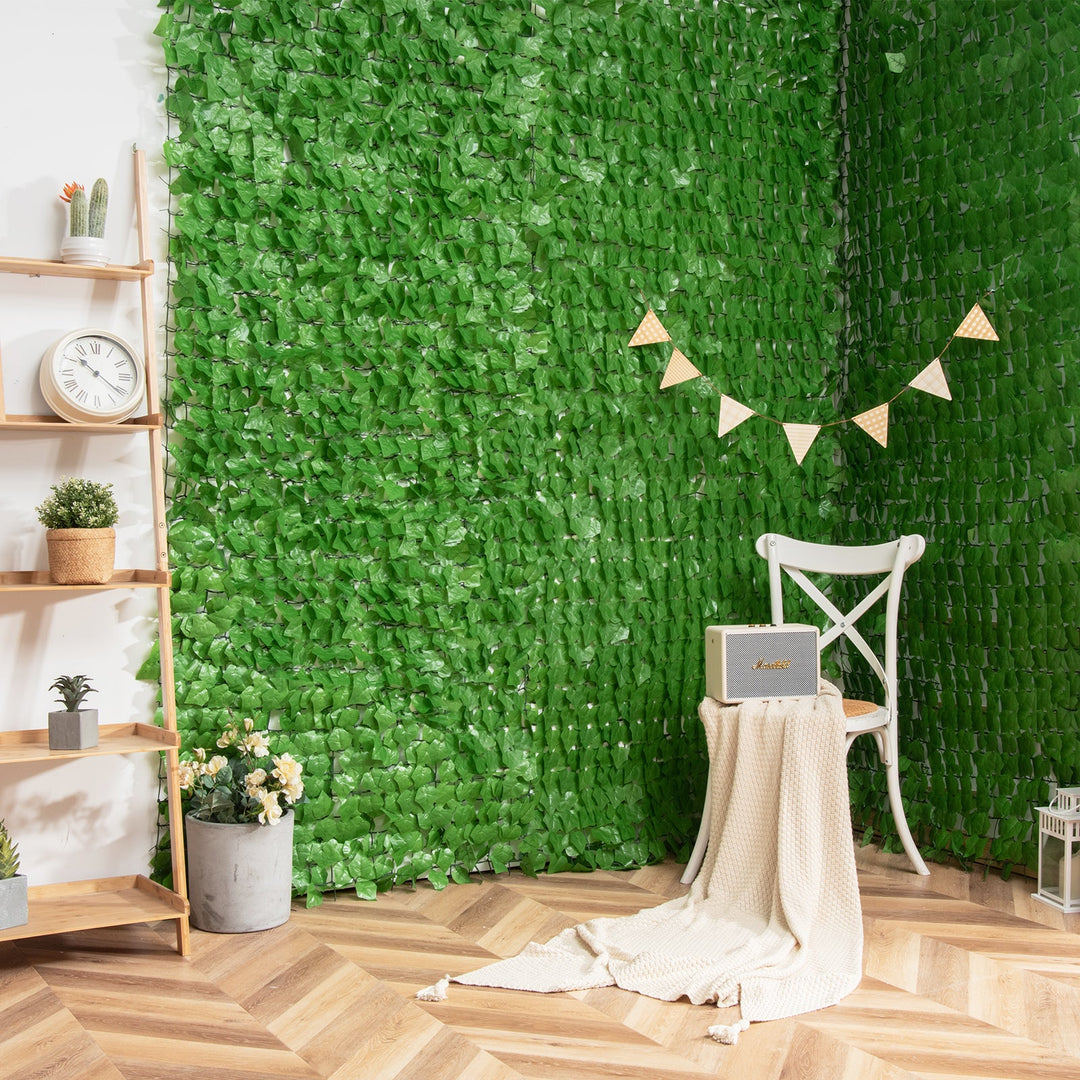Artificial Ivy Privacy Fence 118 x 39 Inch Green Hedge Screen