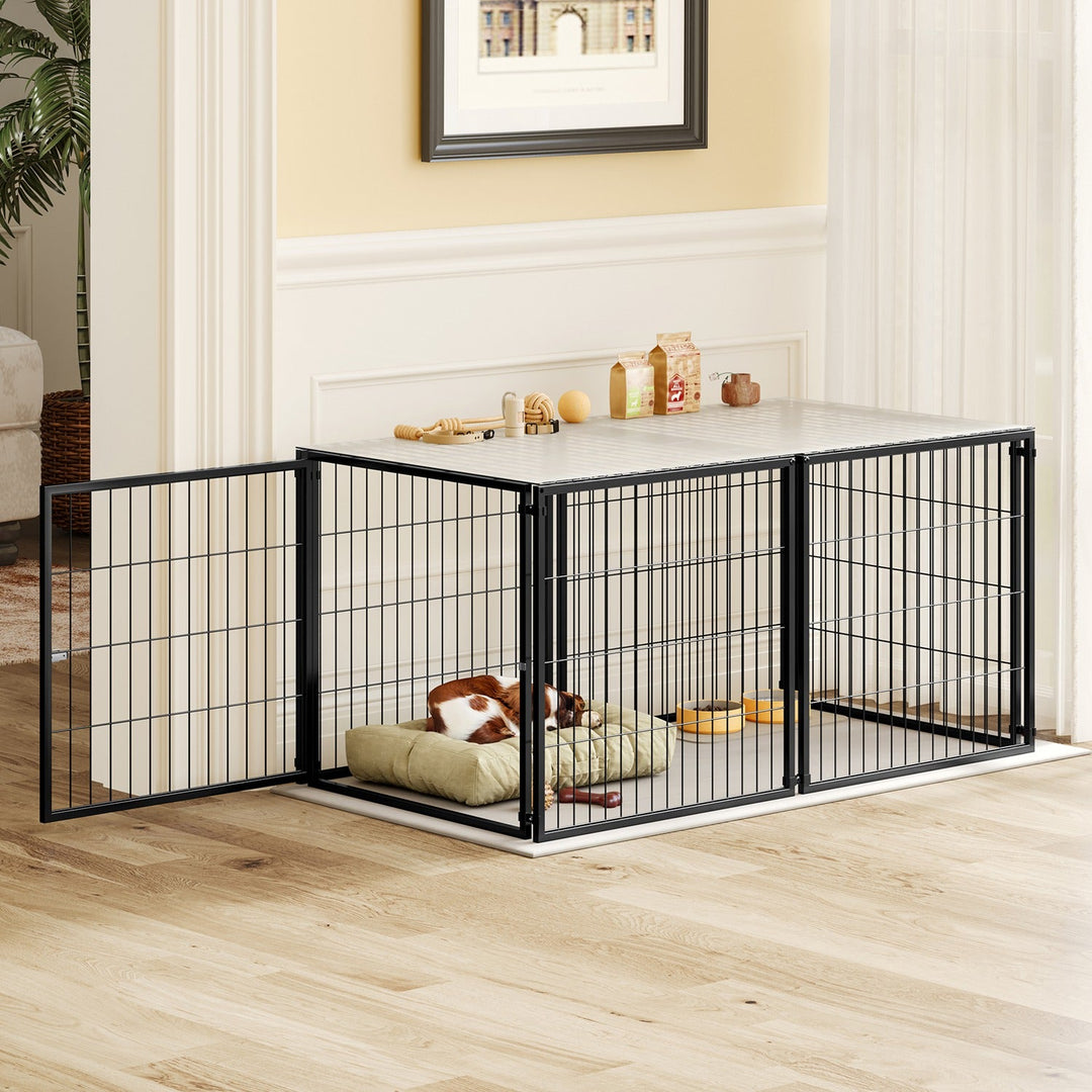48.2" Indoor Dog Kennel with PVC Top Cover and Flexible Door