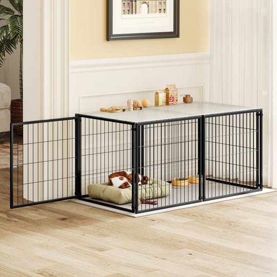 48.2" Indoor Dog Kennel with PVC Top Cover and Flexible Door
