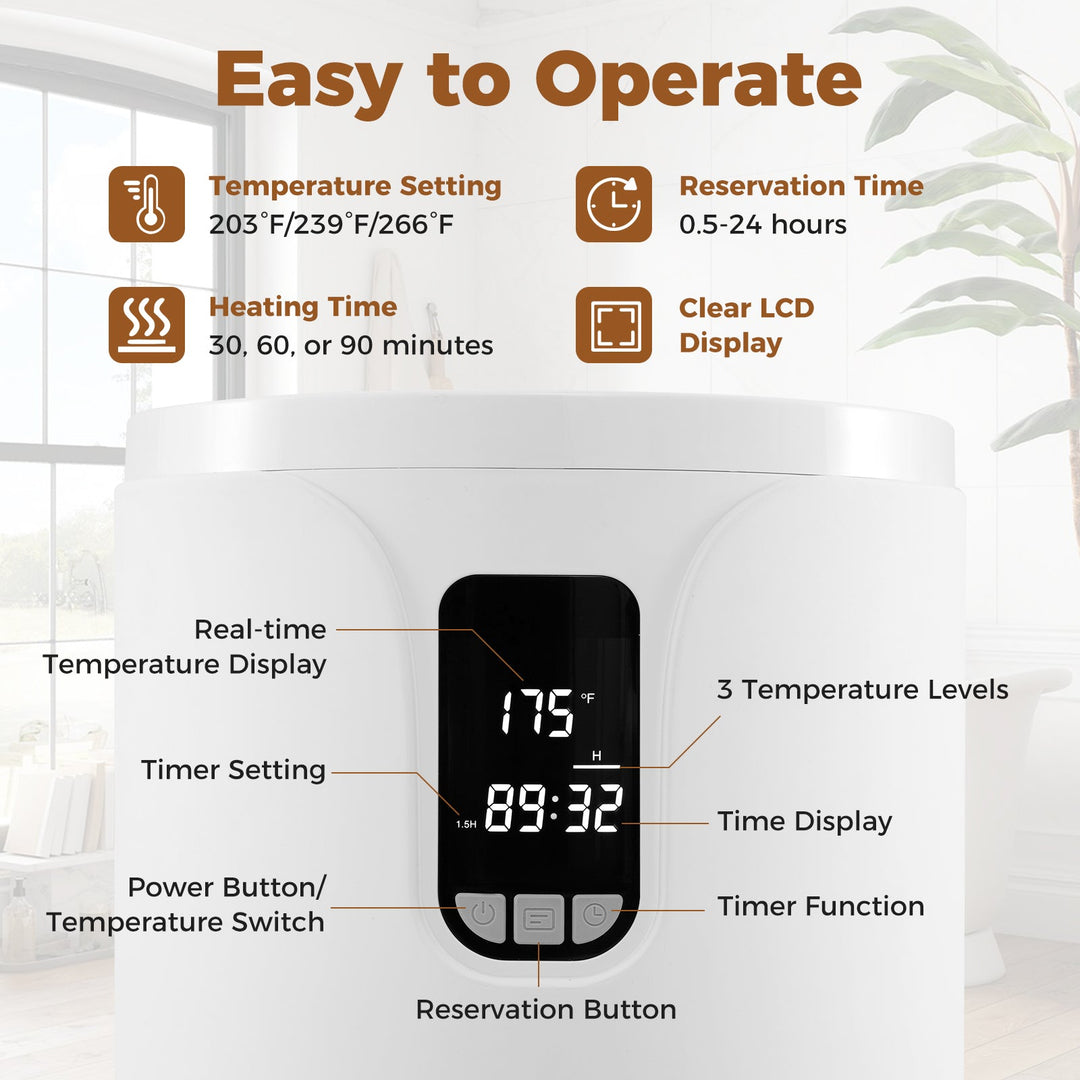 20L Hot Towel Warmer Bucket with 30/60/90 Min Heating Time-White