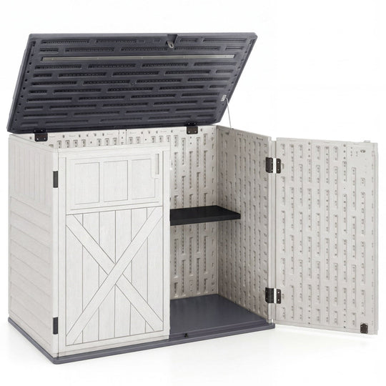 20 Cu.Ft Horizontal Resin Storage Shed with Adjustable Shelf