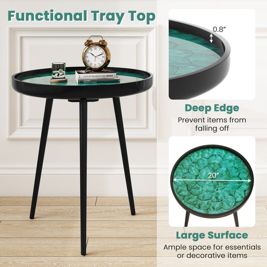 Sea Shell End Table with Tray Top - Mid-Century Modern
