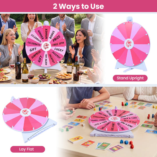 20 Inches 14 Slots Spin Wheel with Blackboard Marker for Prizes