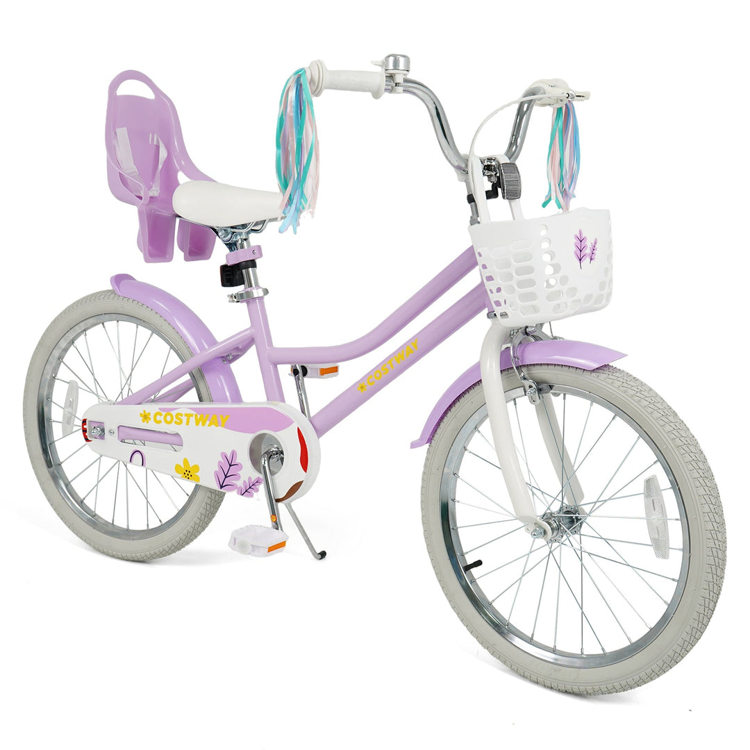 18 Inch Girls Bike Kids Bicycle with Doll Seat and Streamers for Children 4