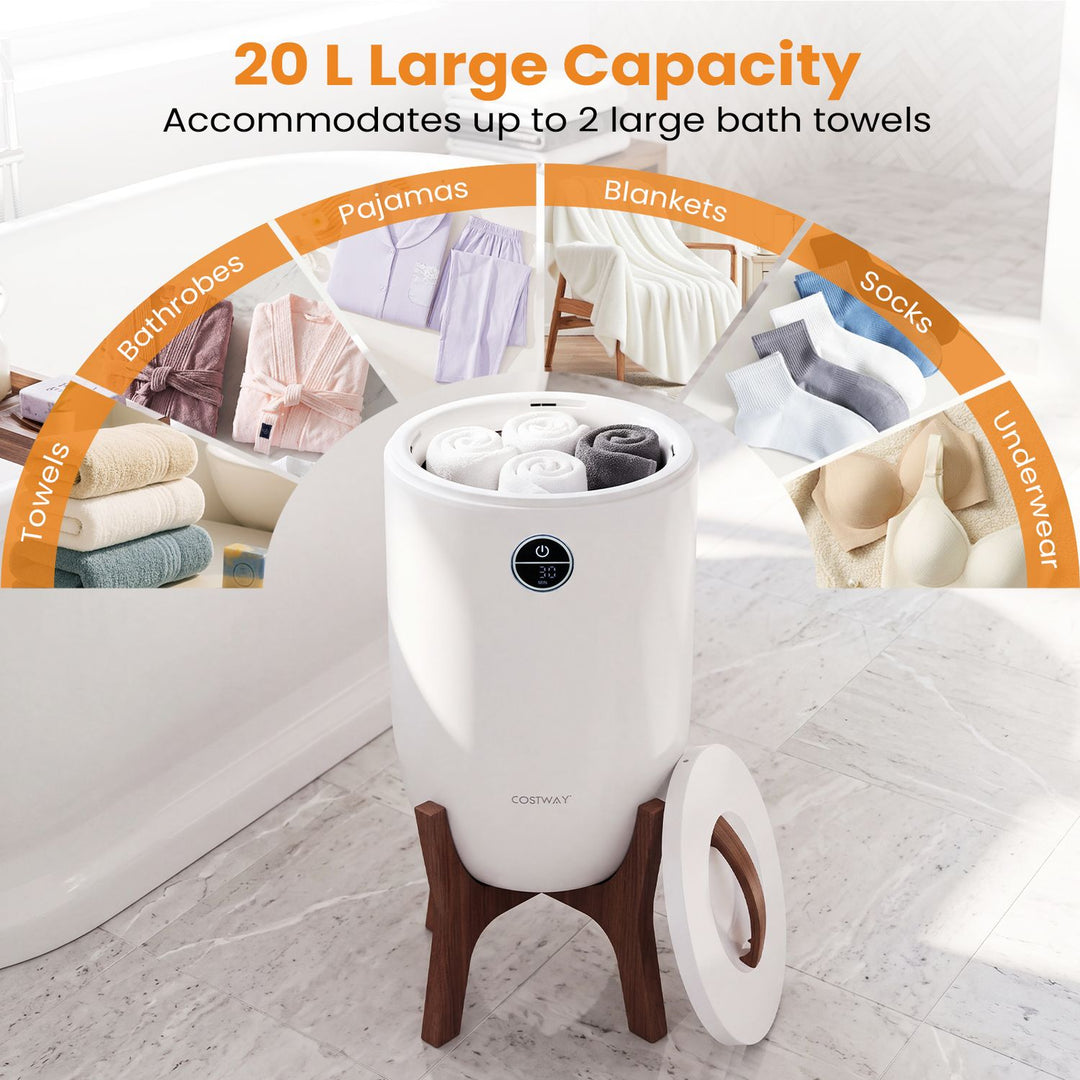 20 L Towel Warmer Bucket with Stand for Bathroom and Spa and Home Use-White