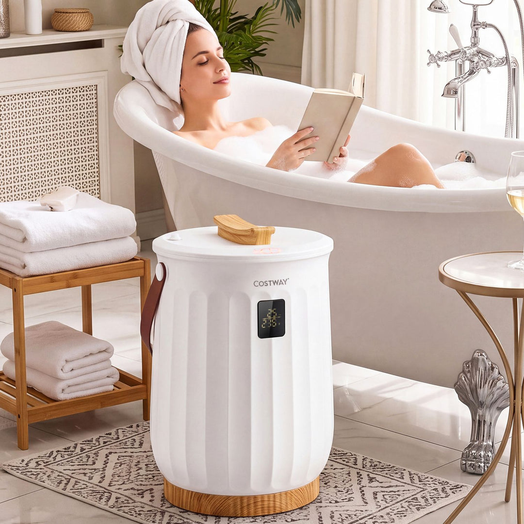 20 L Towel Warmer for Bathroom with LED Display and Timer & Child Safety Lock-White
