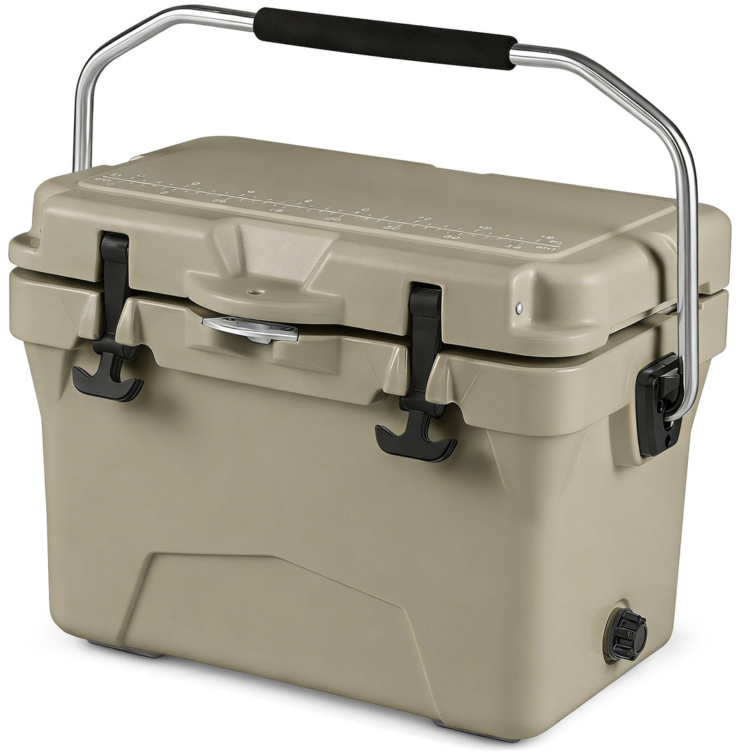 20 Quart Portable Hard Cooler with Built-in Ruler and Bottle