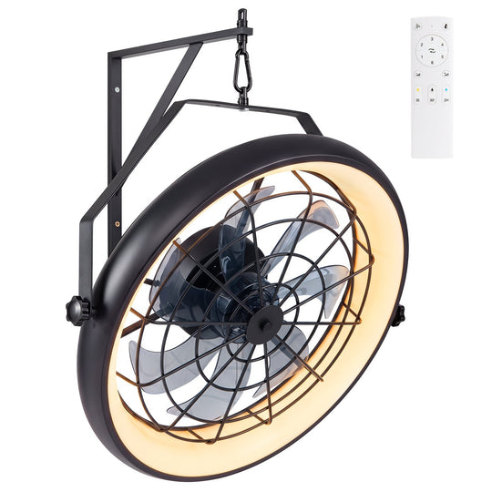 20" Wall Mounted Fan with Dimmable LED Light & Remote