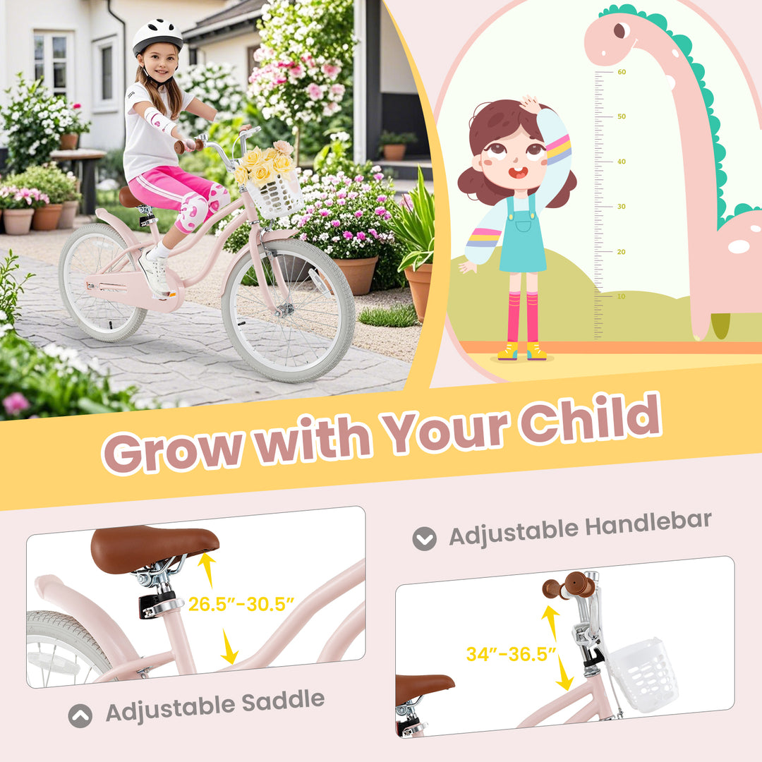 20 Inch Kids Bike with Kickstand for Boys Girls