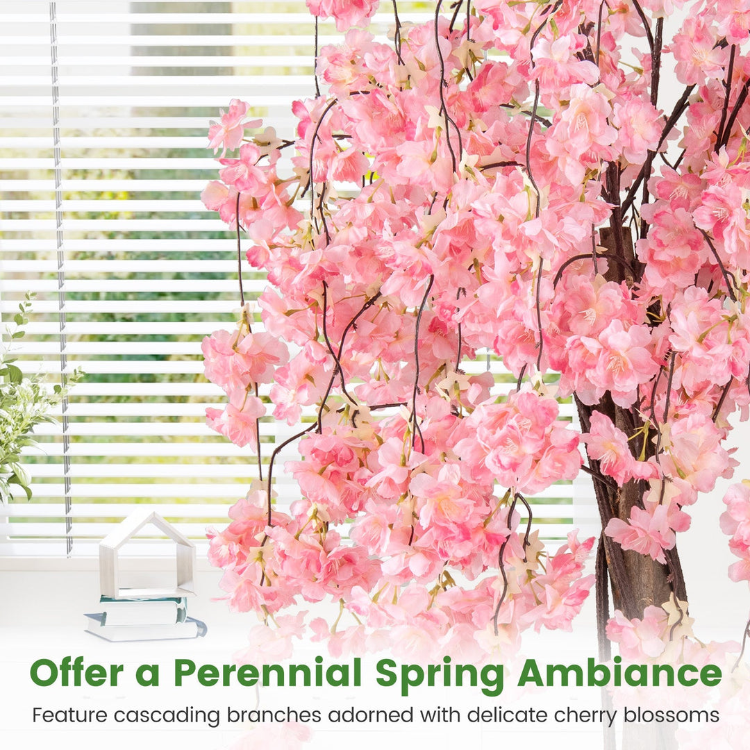 5.5 FT Tall Artificial Cherry Blossom Tree with Pink/White Flowers 2 Pack