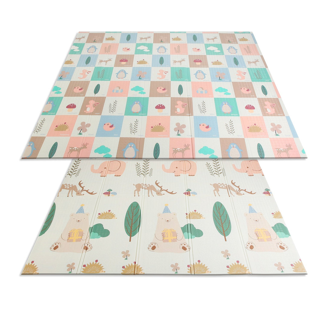 5.9x6.5FT Foldable Baby Play Mat Extra Large Waterproof Activity Playmat For Floor With Carrying Bag Reversible Foam Baby Mat For Babies Toddlers Infa