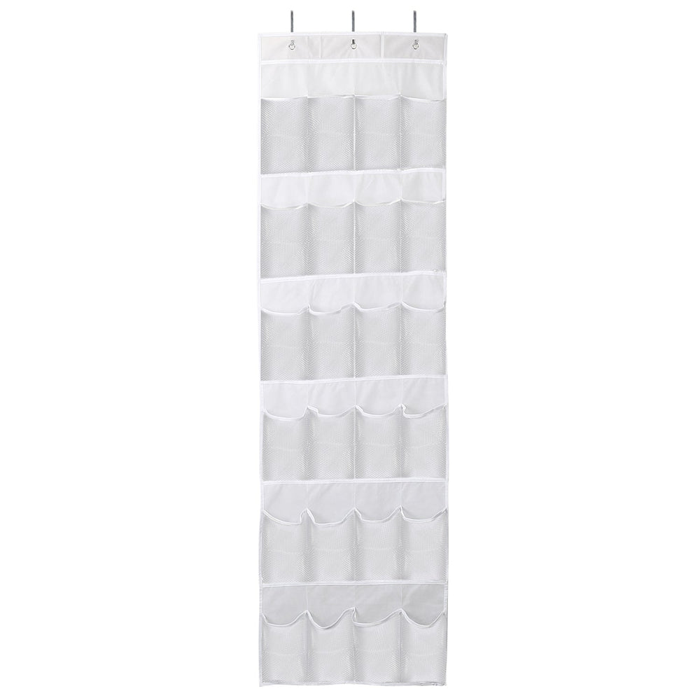 Over the Door Shoes Rack 24-Pocket Crystal Clear Organizer 6-Layer Hanging Storage Shelf for Shoes Slippers Small Toys Closet Cabinet