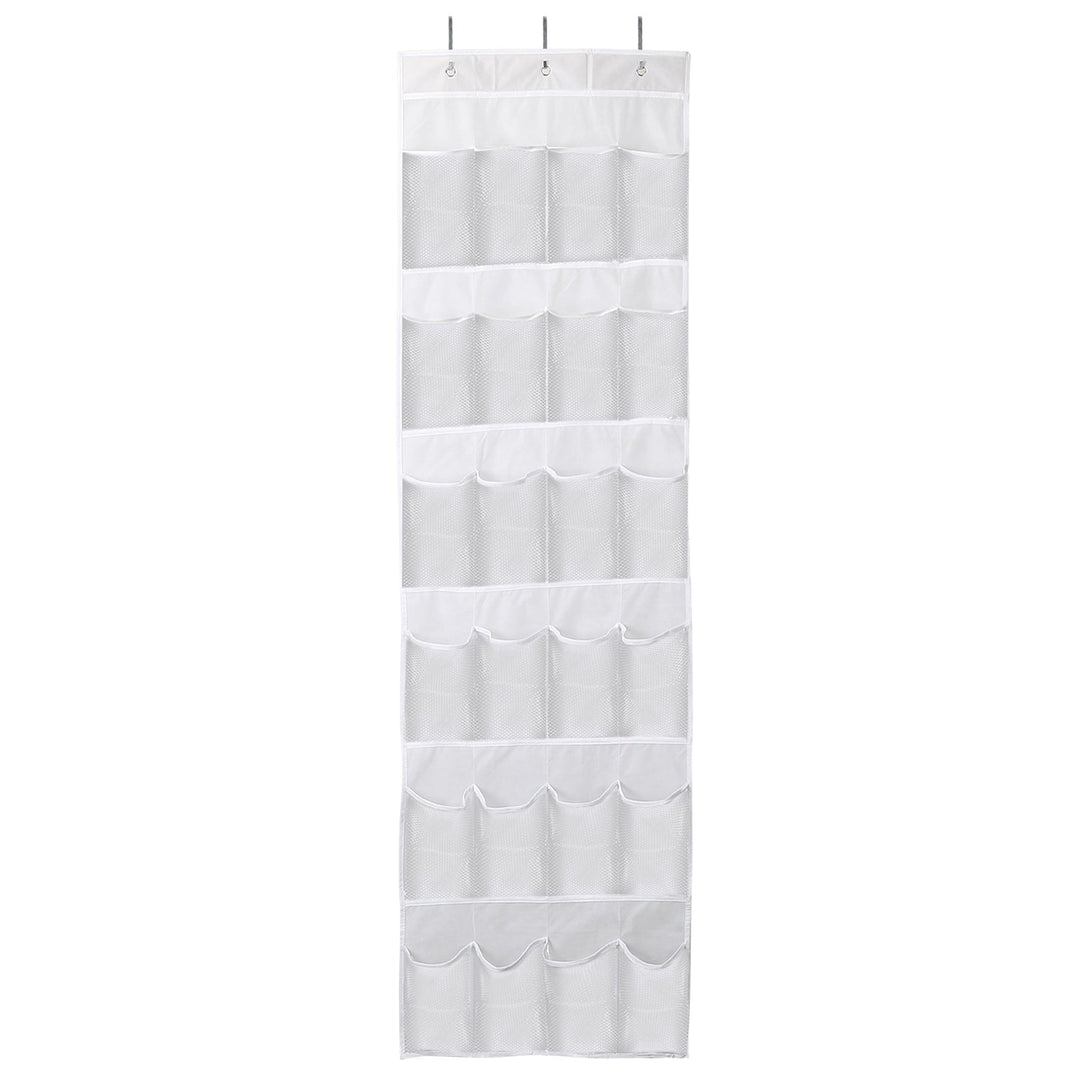 Over the Door Shoes Rack 24-Pocket Crystal Clear Organizer 6-Layer Hanging Storage Shelf for Shoes Slippers Small Toys Closet Cabinet