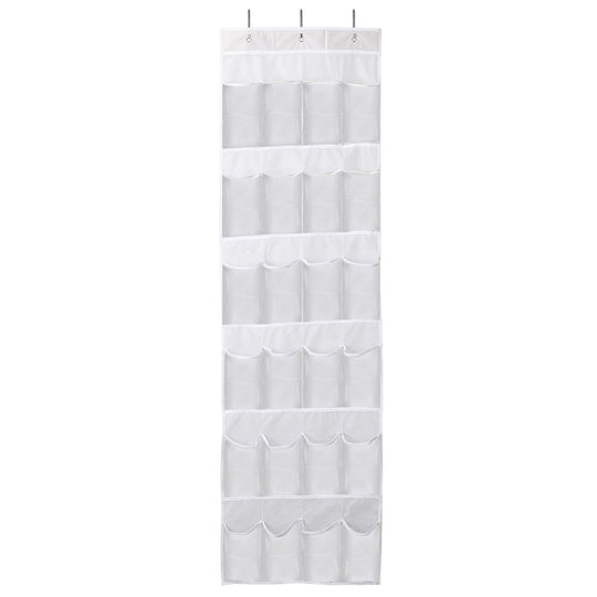 Over the Door Shoes Rack 24-Pocket Crystal Clear Organizer 6-Layer Hanging Storage Shelf for Shoes Slippers Small Toys Closet Cabinet