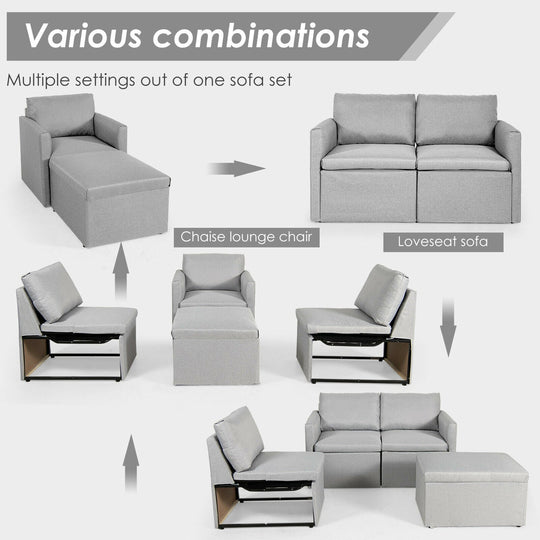Convertible L-Shaped Sectional Sofa Couch with Reversible Chaise