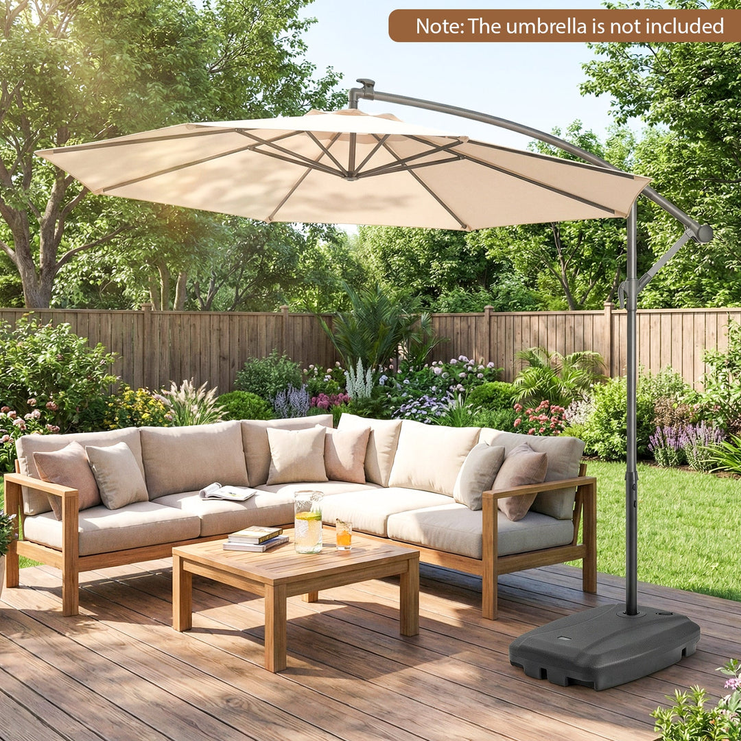 220 LBS Cantilever Patio Umbrella Base Stand with Wheels Fillable offset Umbrella Stand-Black