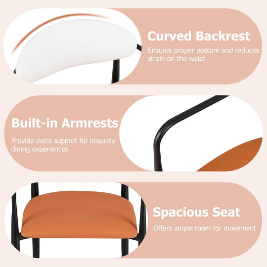 Modern Dining Chairs Set of 2 with Padded Seat and Curved Back