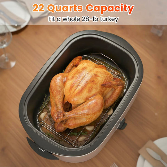 22QT Electric Roaster Oven Turkey Roaster with Visible and Self-Basting Lid