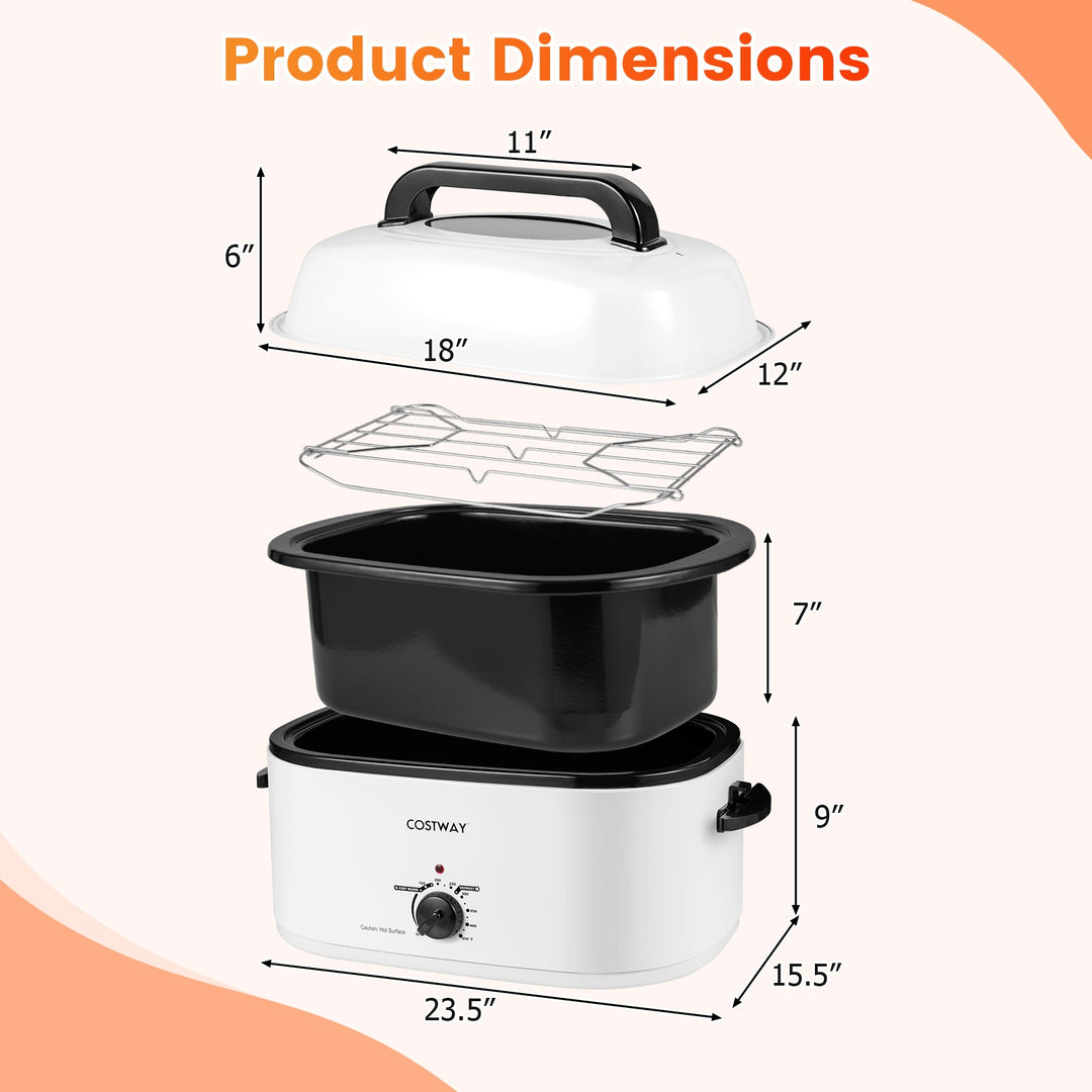 22QT Electric Roaster Oven Turkey Roaster with Visible and Self-Basting Lid
