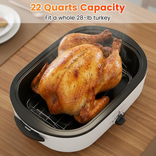 22QT Electric Roaster Oven Turkey Roaster with Visible and Self-Basting Lid