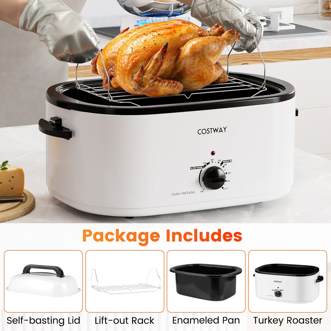 22QT Electric Roaster Oven Turkey Roaster with Visible and Self-Basting Lid
