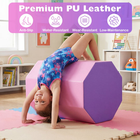 22.5" x 26" Octagon Tumbling Mat with Zippered Cover and Thick Foam Filling-Pink