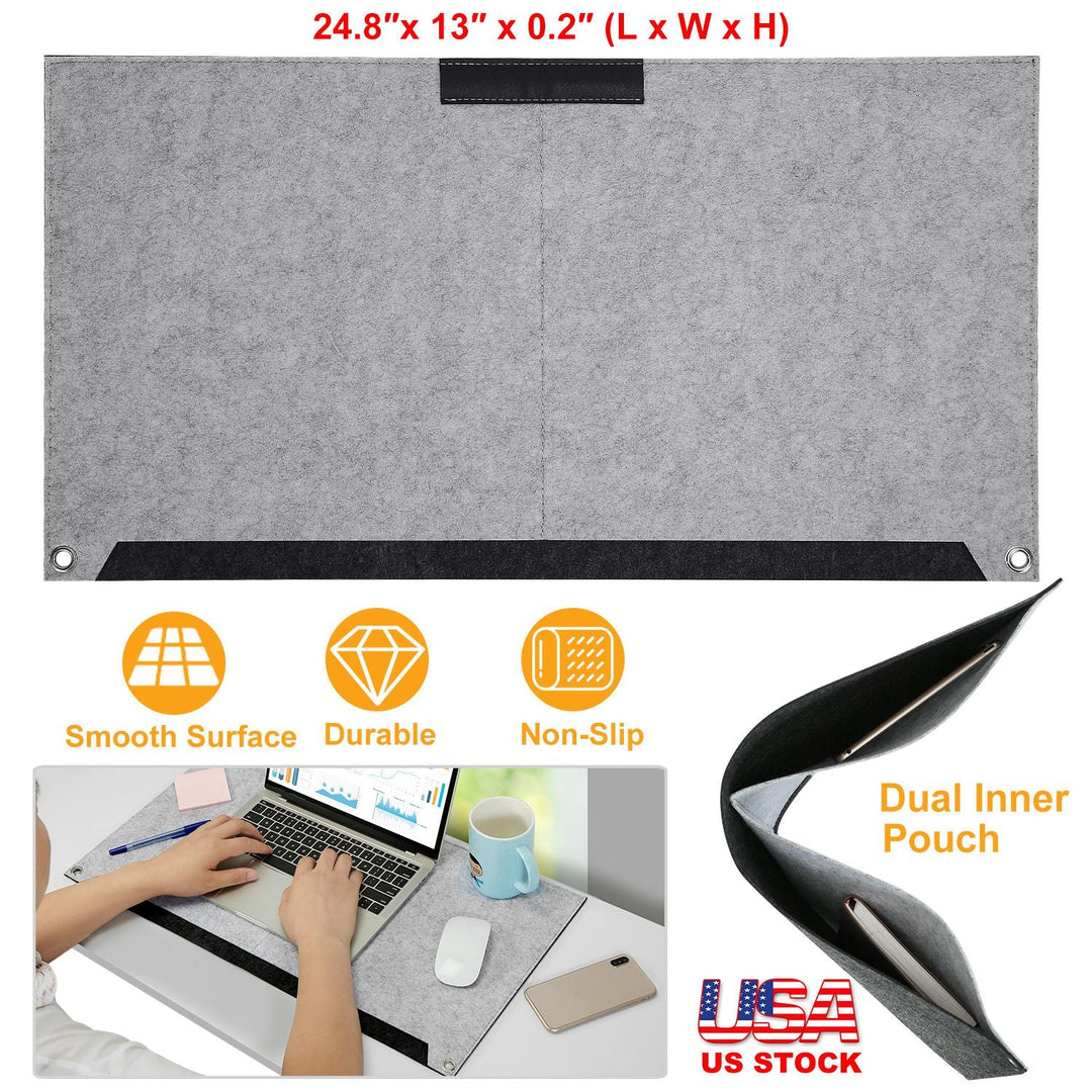 Extended Gaming Mouse Pad Soft Felts Table Mouse Pads Non-Slip & Dust-Proof Desk Pad Anti-Scratch Desk Pad Keyboard Mat (24.8 x 13 x 0.2in) for Work &