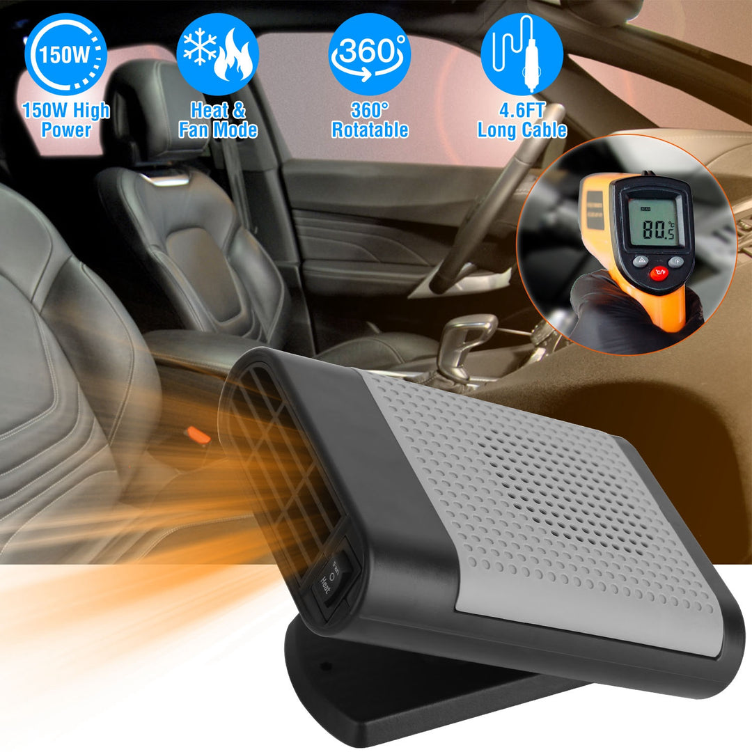 24V 200W Portable Car Heater Heating Fan 2 in 1 Defroster Defogger Demister Windshield Heater Automotive Cooling Fan with 360°Rotating Base