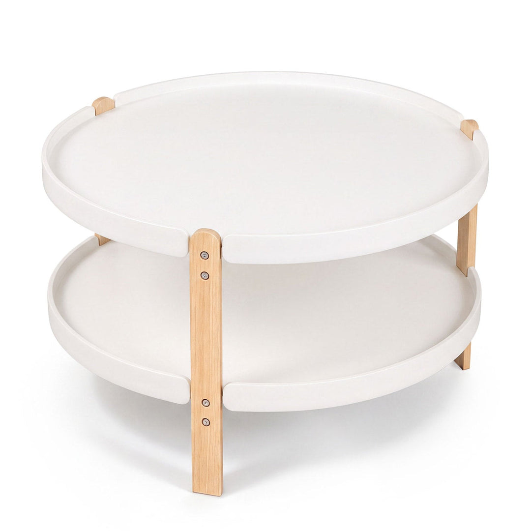23.5" Round Coffee Table with 2-Tier Open Storage Shelf
