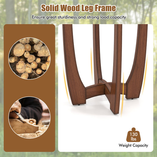 Round End Table Set of 2 with Tempered Glass Top