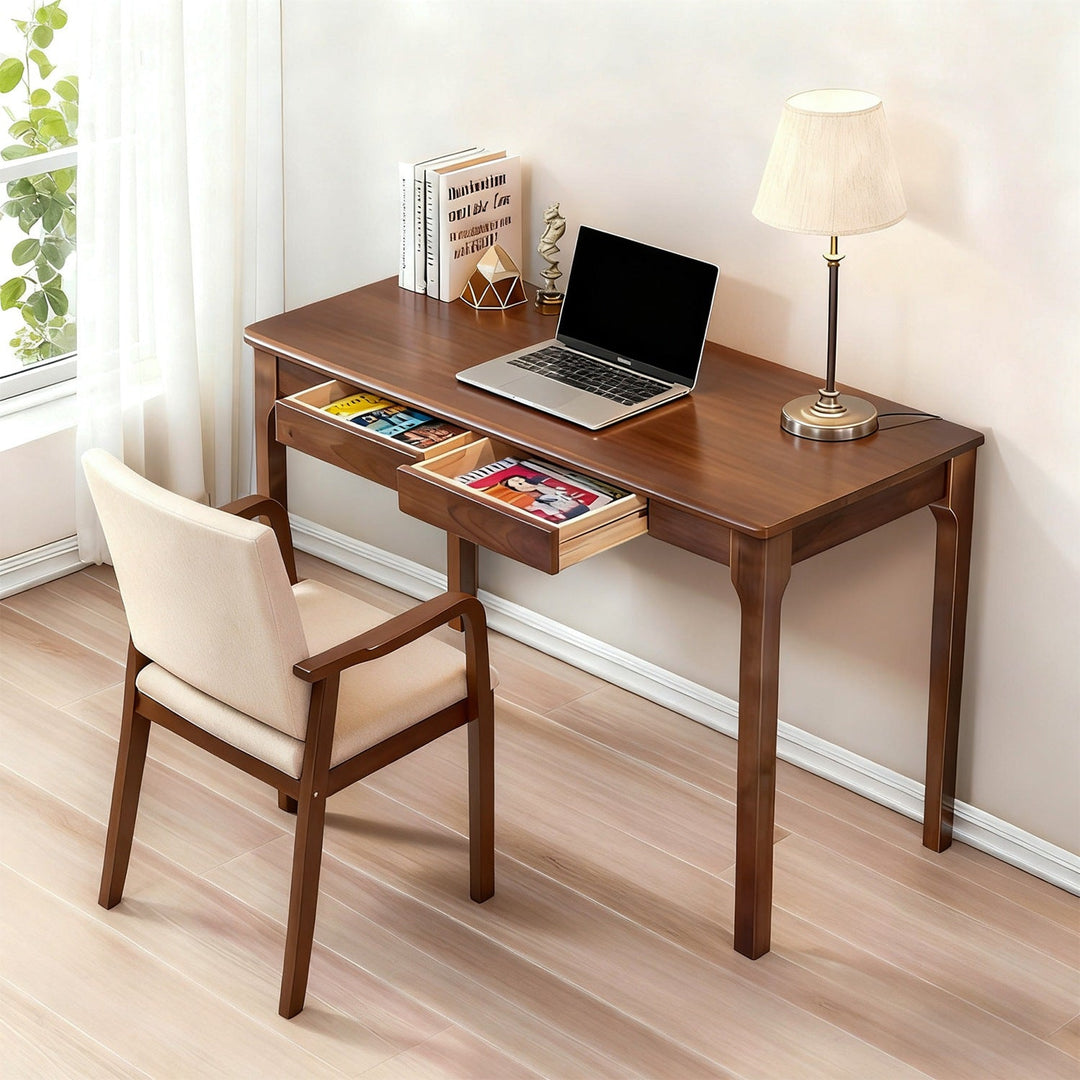 Solid Wood Desk with Drawers for Home Office