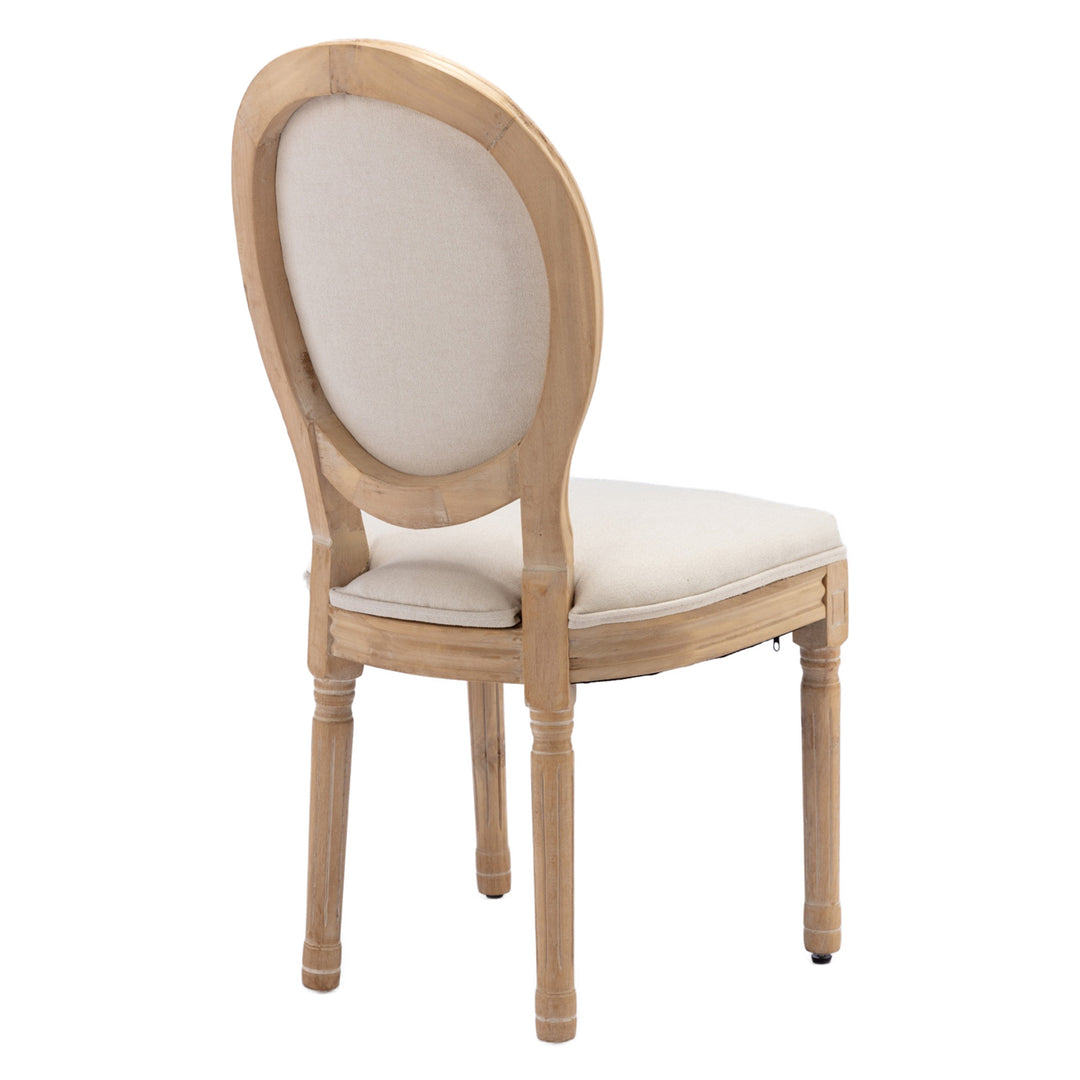 French Style Solid Wood Dining Chairs Set of 2, Elegant Oval Back Kitchen Side Chairs for Dining Room & Living Room
