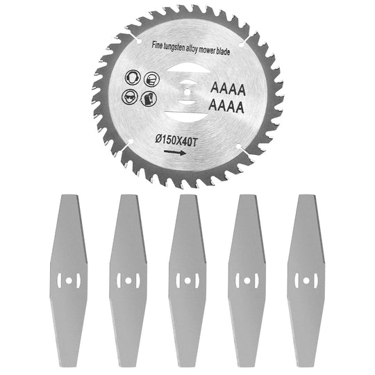 6Pcs High Carbon Steel Alloy Weed Cutter Attachments 5Pcs Metal Blades 1Pc Circular Saw Blade 6in Suitable for Weed Trimming Bush Pruning Tree Cutting
