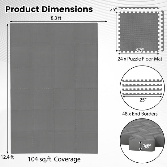 24Tiles 1/2" Puzzle Exercise Floor Mats