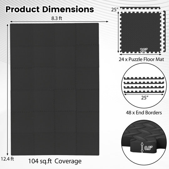 24Tiles 1/2" Puzzle Exercise Floor Mats
