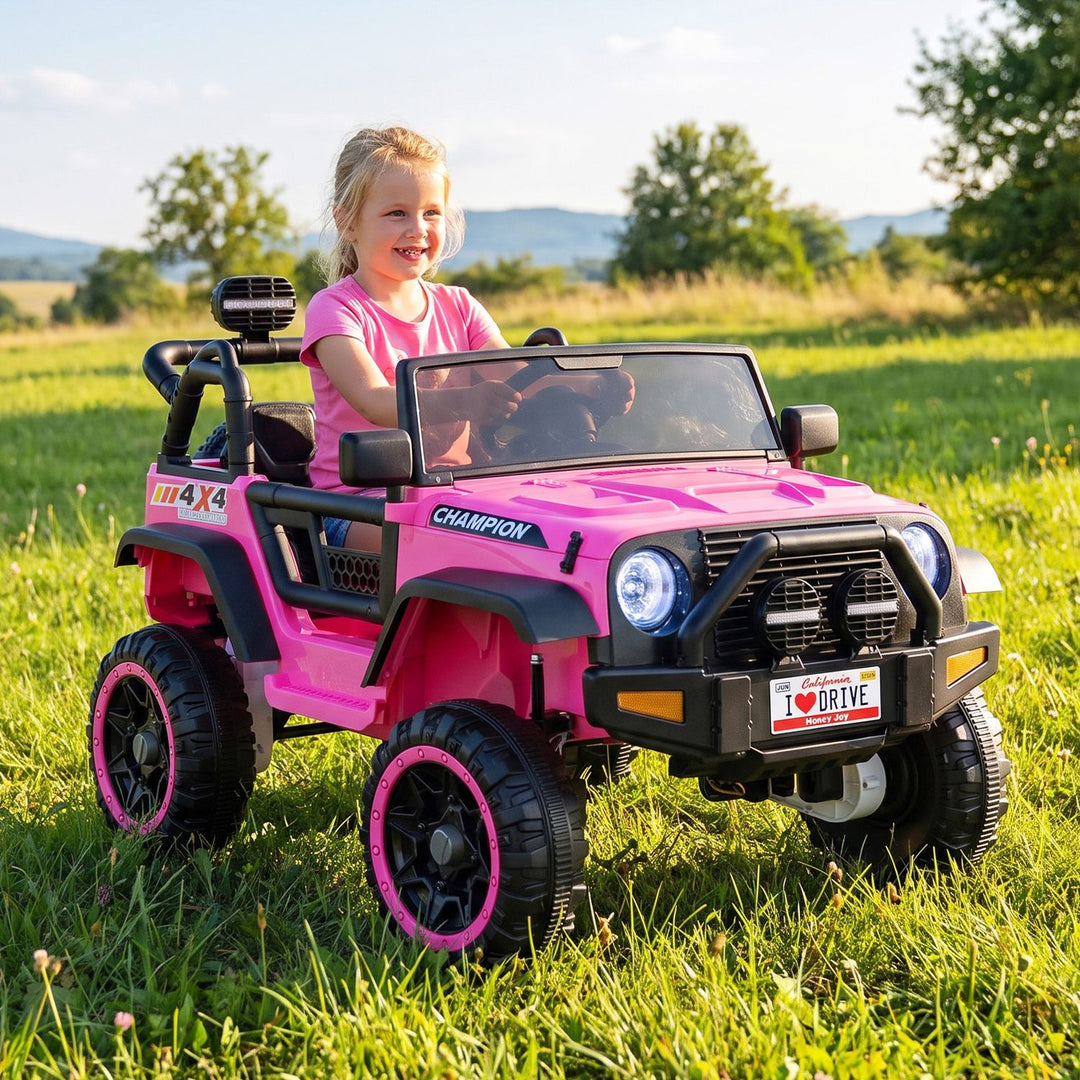 24V 2-Seater Kids Ride On Truck 2WD/4WD with Lockable Doors and Music-Pink