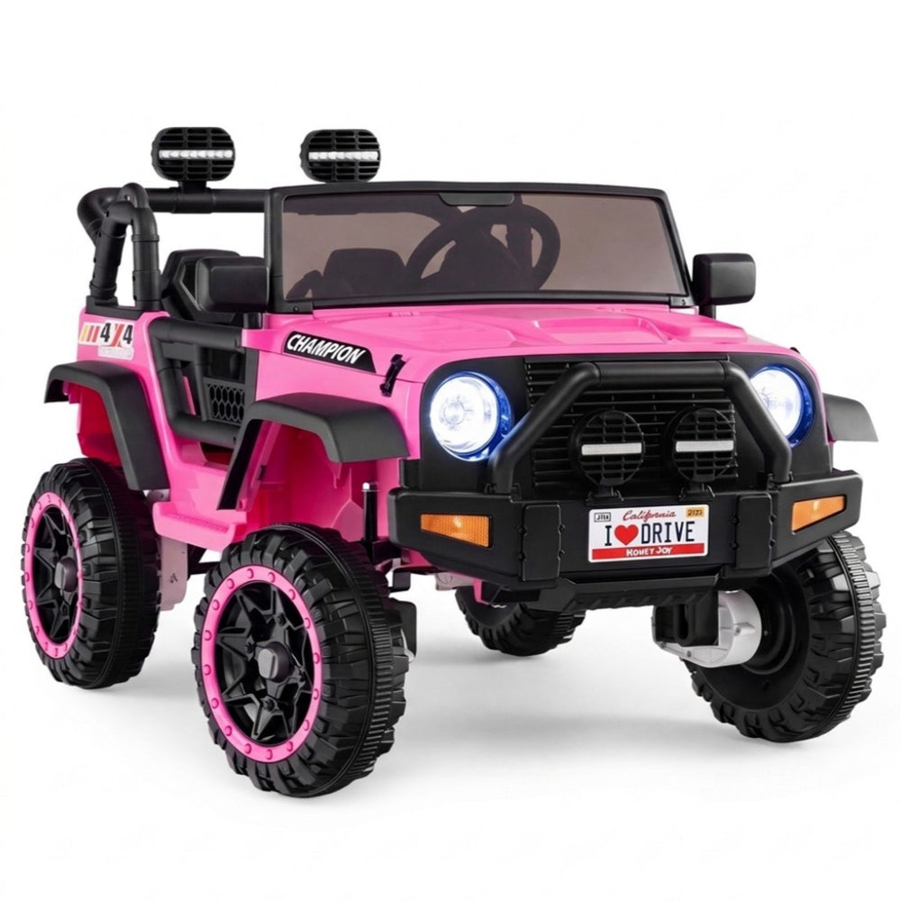 24V 2-Seater Kids Ride On Truck 2WD/4WD with Lockable Doors and Music-Pink