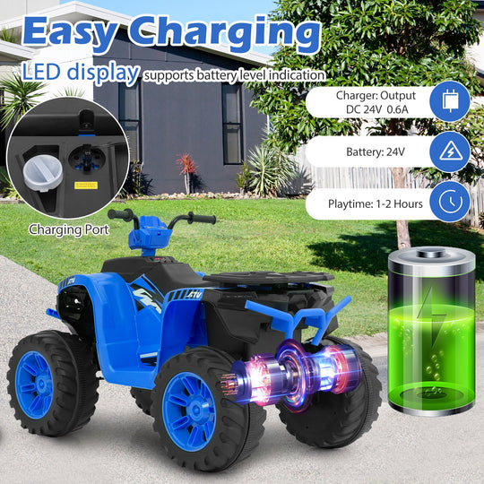 24V Kids Ride-On Electric ATV with Wireless Connection for Toddlers 3-8 Years Old