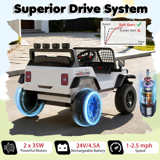 24V Ride On Car for Kids with Parent Remote Control and Music