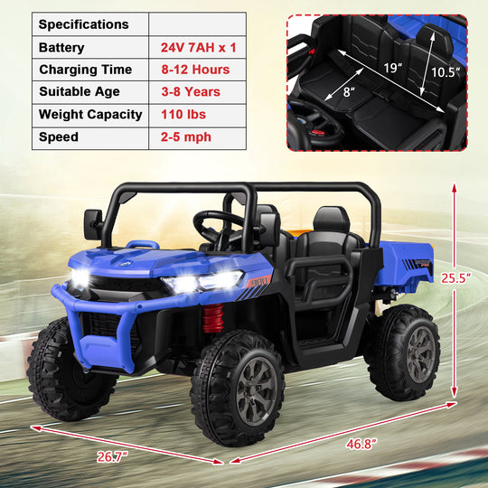 24V Ride on Dump Truck with Remote Control-Navy
