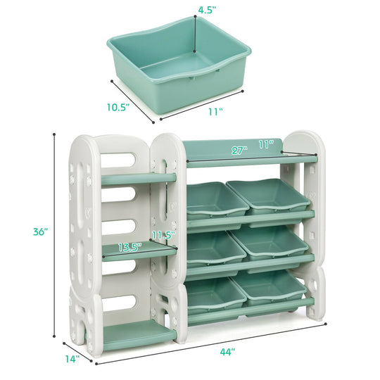 Kids Toy Storage Organizer with Bins and Multi-Layer Shelf for Bedroom Playroom
