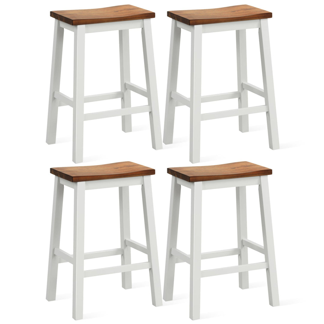 Saddle Bar Stools Set of 4 with Footrests, 24.5-Inch
