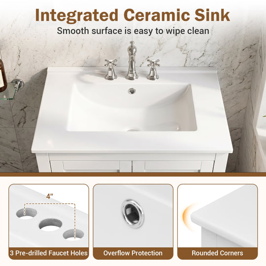 24.5" Bathroom Vanity with Ceramic Sink and Drawer