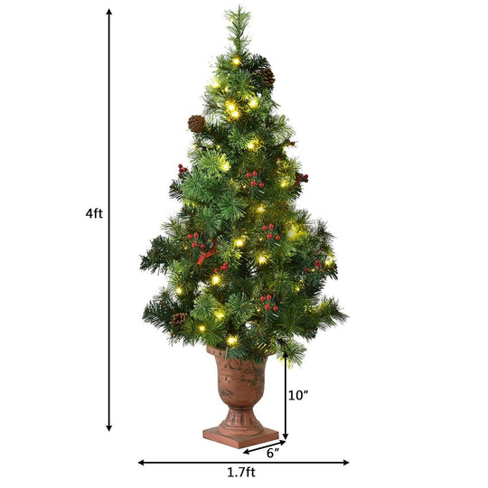 LED Christmas Tree with Red Berries Pine Cones