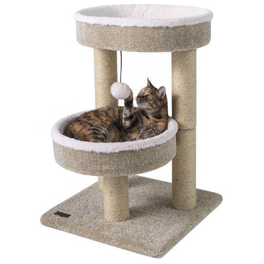 24" Cat Tower with Plush Perches & Scratching Posts