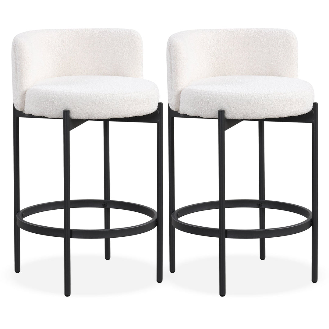 24 Inch Boucle Counter Stools Set of 2 with Curved Backrest