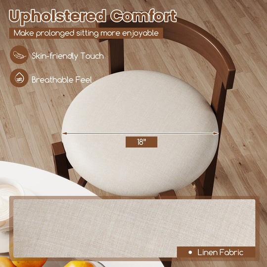 24 Inch Counter Height Bar Stools Set of 2 with Backrests and Footrests-Beige