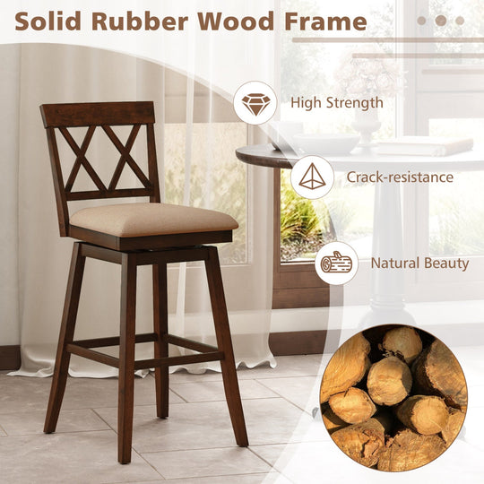 24 Inch Counter Height Barstools Set of 2 with Backrest and Seat Cushion