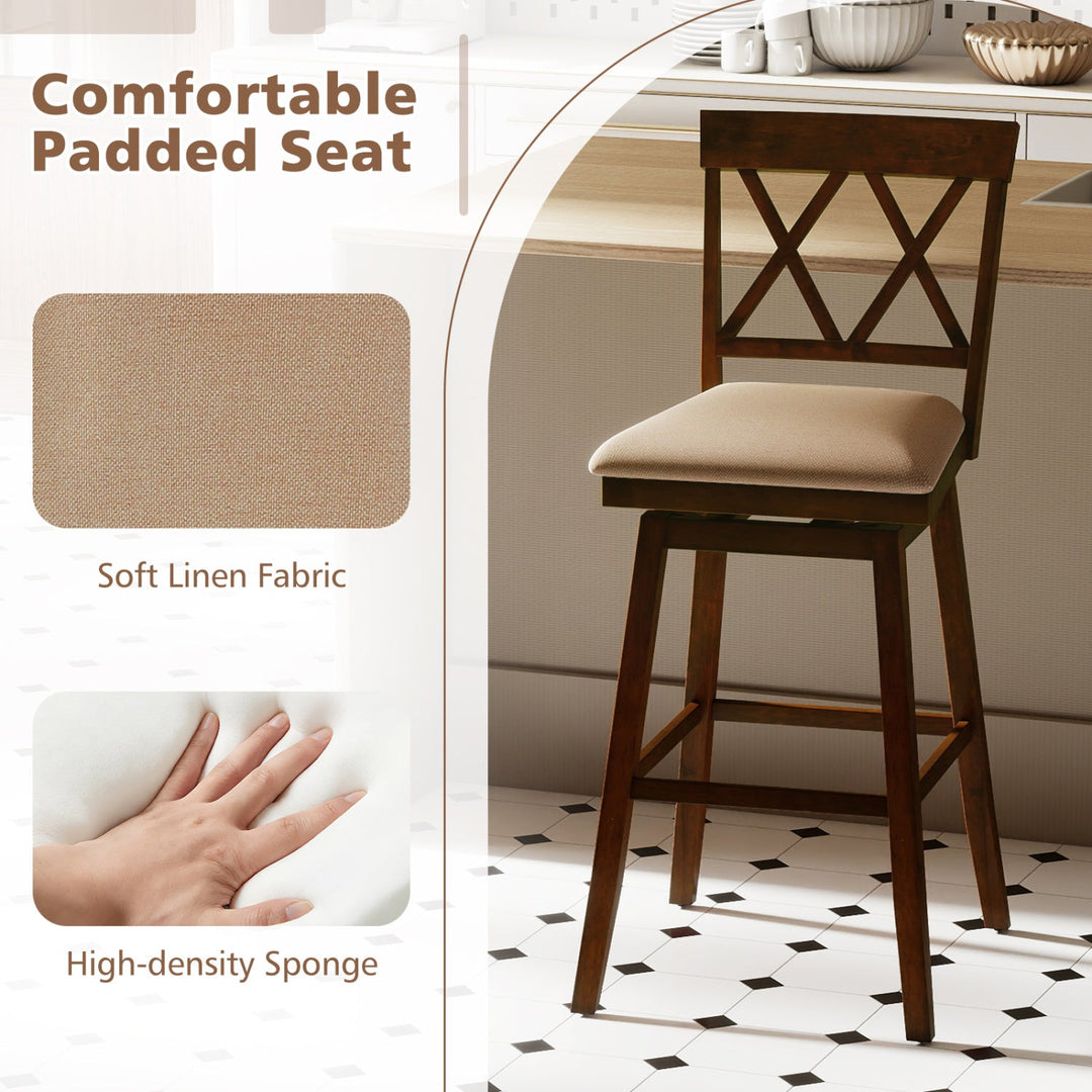 24 Inch Counter Height Barstools Set of 2 with Backrest and Seat Cushion
