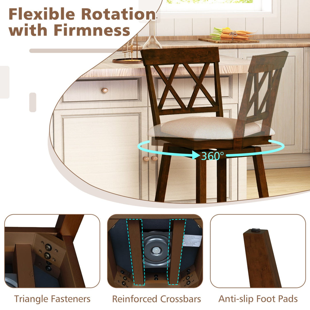 24 Inch Counter Height Barstools Set of 2 with Backrest and Seat Cushion